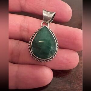 BJC samuel benham sterling silver emerald pendant